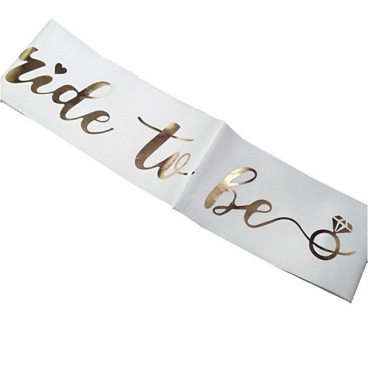 Set 10 Panglici Bride to Be si Team Bride, Vivimall, din Panza, Alb/Roz - vivimall.ro