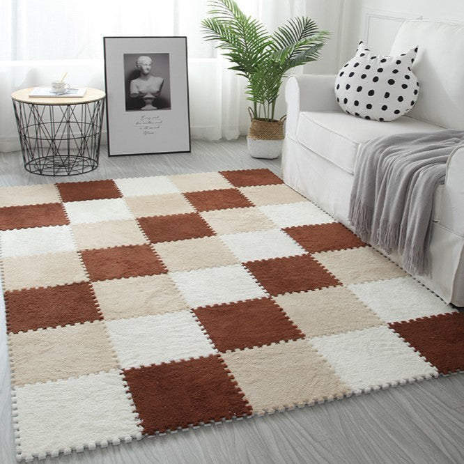 Set 10 Piese Covor tip Puzzle, Vivimall, Spuma EVA, Pufos, 30 x 30 x 1 cm, Crem - vivimall.ro