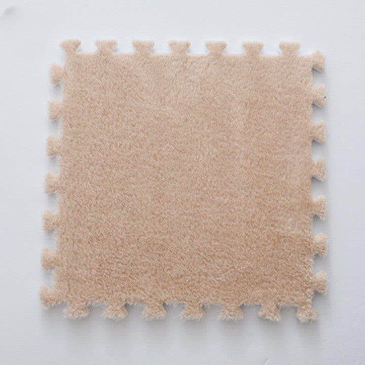 Set 10 Piese Covor tip Puzzle, Vivimall, Spuma EVA, Pufos, 30 x 30 x 1 cm, Crem - vivimall.ro