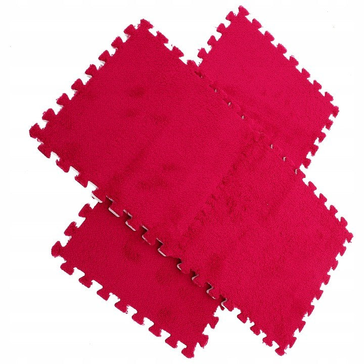 Set 10 Piese Covor tip Puzzle, Vivimall, Spuma EVA, Pufos, 30 x 30 x 1 cm, Rosu - vivimall.ro