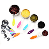 Set 10 Piese de Masurare, Vivimall, 5 Linguri Gradate + 5 Cesti Gradate, Otel Inoxidabil + Silicon, 19 x 8 x 9 cm, Multicolor - vivimall.ro