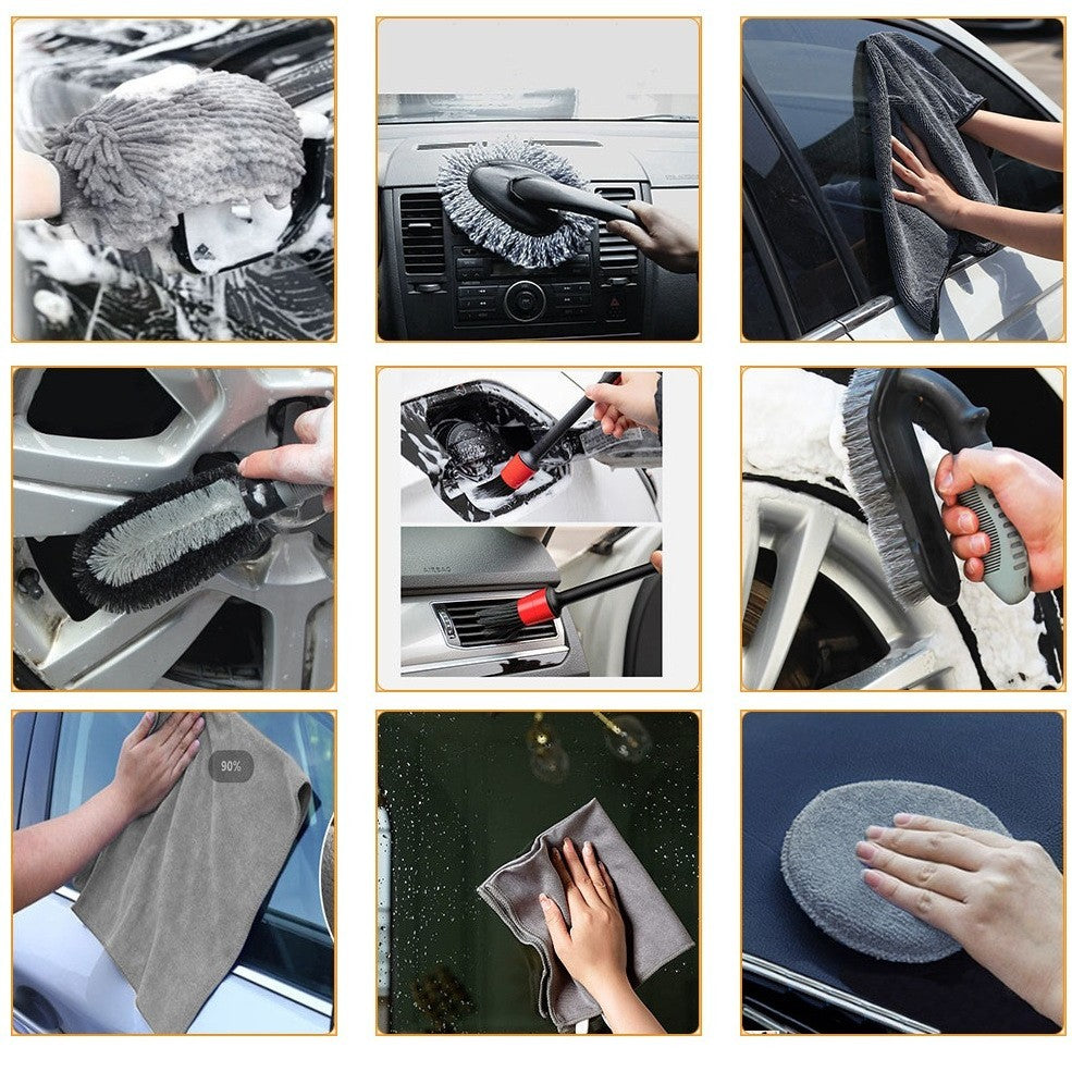 Set 10 piese pentru spălat auto, perii și lavete | AutoClean - vivimall.ro