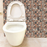 Set 10 Placi Tapet 3D, Vivimall, 30 x 30 cm, din PVC, Tip Piatra, Suprafata acoperita 0.9 mp, Autoadeziv, Caramiziu - vivimall.ro