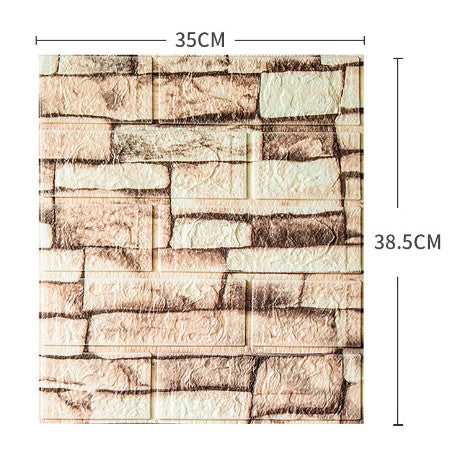 Set 10 Placi Tapet 3D, 35 X 38 Cm, Grosime 3 Mm, Din Polietilena, Model Caramida, Suprafata Acoperita 1.33 Mp, Piatra Galbena - vivimall.ro