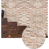 Set 10 Placi Tapet 3D, Vivimall, 35 x 38 cm, Grosime 3 mm, din Polietilena, Model Caramida, Suprafata acoperita 1.33 mp, Piatra Galbena - vivimall.ro