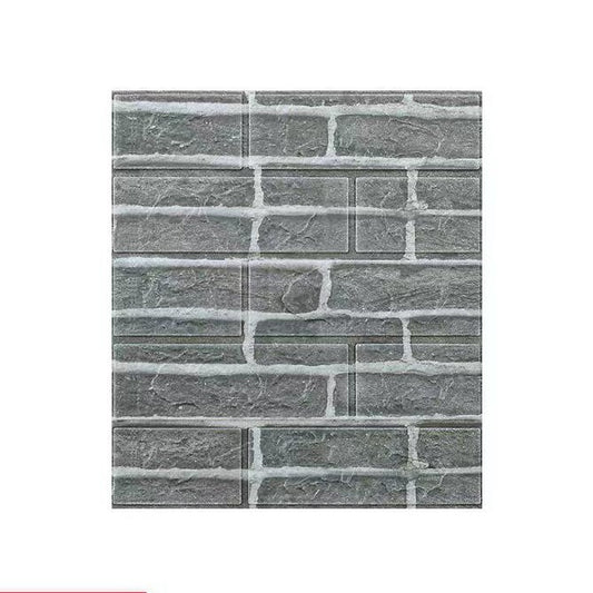 Set 10 Placi Tapet 3D, Vivimall, 35 x 38 cm, Grosime 3 mm, din Polietilena, Model Caramida, Suprafata acoperita 1.33 mp, Gri - vivimall.ro