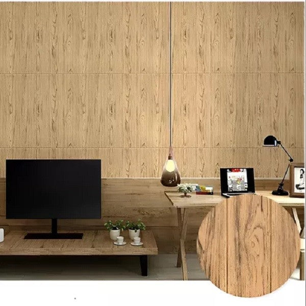 Set 10 Placi Tapet 3D, 70 X 70 Cm, Grosime 3 Mm, Din Rasina, Tip Placi De Lemn, Suprafata Acoperita 4.9 Mp, Deschis - vivimall.ro