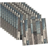 Set 10 Placi Tapet 3D, 70 X 70 Cm, Grosime 3 Mm, Din Rasina, Tip Placi De Lemn, Suprafata Acoperita 4.9 Mp, Gri/Albastru - vivimall.ro