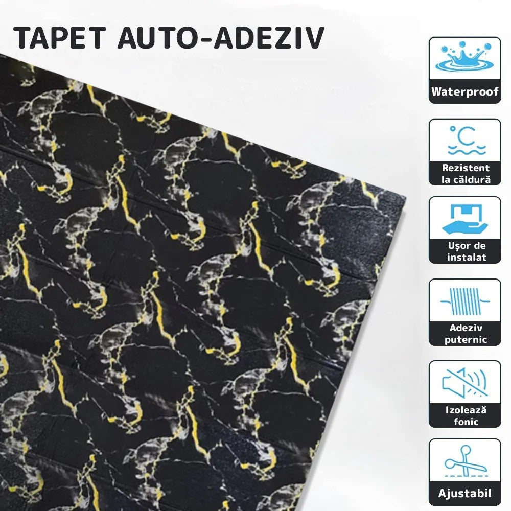 Set 10 Placi Tapet 3D, 70 X 70 Cm, Grosime 3 Mm, Din Rasina, Tip Placi De Lemn, Suprafata Acoperita 4.9 Mp - vivimall.ro