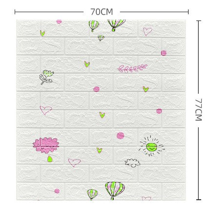 Set 10 Placi Tapet 3D, 70 X 77 Cm, Grosime 3 Mm, Din Polietilena, Tip Caramida, Model Cu Baloane, Suprafata Acoperita 5.3 Mp, Alb - vivimall.ro