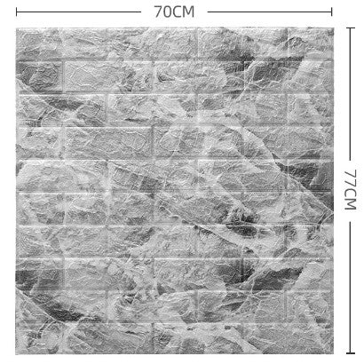 Set 10 Placi Tapet 3D, Vivimall, 70 x 77 cm, Grosime 3 mm, din Polietilena, Model Caramida, Suprafata acoperita 5.3 mp, Marmura Gri - vivimall.ro