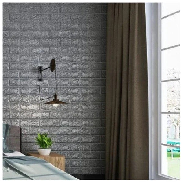 Set 10 Placi Tapet 3D, 70 X 77 Cm, Grosime 3 Mm, Din Polietilena, Model Caramida, Suprafata Acoperita 5.3 Mp - vivimall.ro
