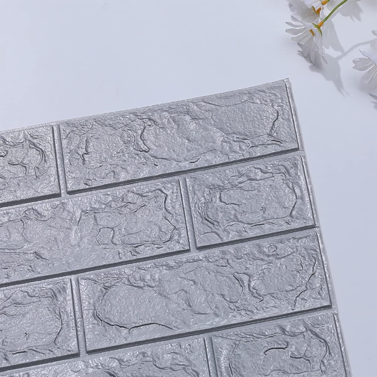 Set 10 Placi Tapet 3D, 70 X 77 Cm, Grosime 3 Mm, Din Polietilena, Model Caramida, Suprafata Acoperita 5.3 Mp - vivimall.ro