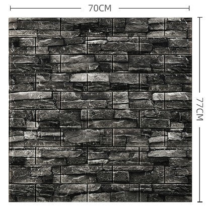 Set 10 Placi Tapet 3D, Vivimall, 70 x 77 cm, Grosime 3 mm, din Polietilena, Model Caramida, Suprafata acoperita 5.3 mp, Gri Inchis - vivimall.ro