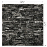 Set 10 Placi Tapet 3D, Vivimall, 70 x 77 cm, Grosime 3 mm, din Polietilena, Model Caramida, Suprafata acoperita 5.3 mp, Gri Inchis - vivimall.ro