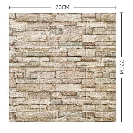 Set 10 Placi Tapet 3D, Vivimall, 70 x 77 cm, Grosime 3 mm, din Polietilena, Model Caramida, Suprafata acoperita 5.3 mp, Bej - vivimall.ro