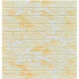 Set 10 Placi Tapet 3D, Vivimall, 70 x 77 cm, Grosime 3 mm, din Polietilena, Model Caramida, Suprafata acoperita 5.3 mp, Marmura Galbena - vivimall.ro