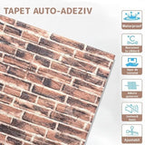 Set 10 Placi Tapet 3D, Vivimall, 70 x 77 cm, Grosime 3 mm, din Polietilena, Model Caramida, Suprafata acoperita 5.3 mp, Caramida Rosie - vivimall.ro