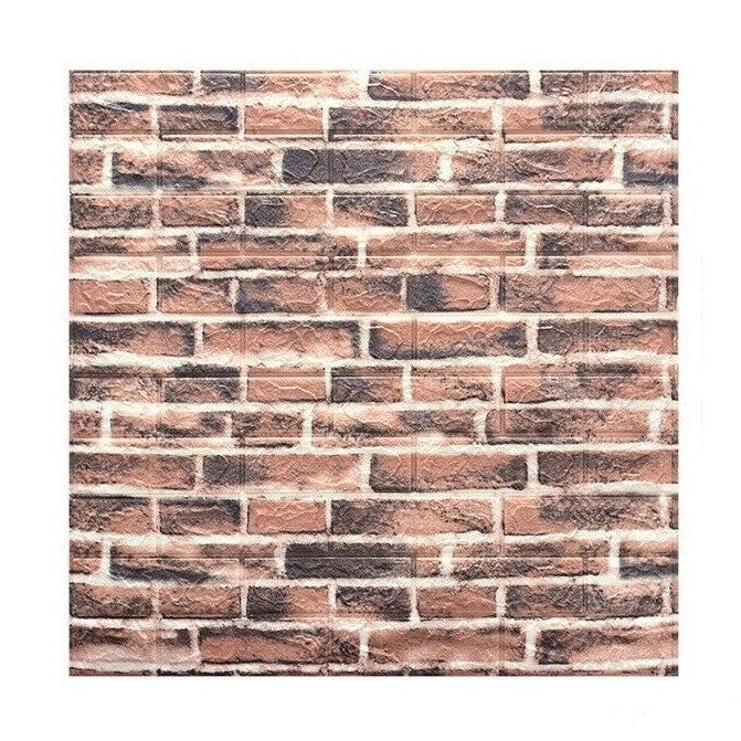 Set 10 Placi Tapet 3D, Vivimall, 70 x 77 cm, Grosime 3 mm, din Polietilena, Model Caramida, Suprafata acoperita 5.3 mp, Caramida Rosie - vivimall.ro