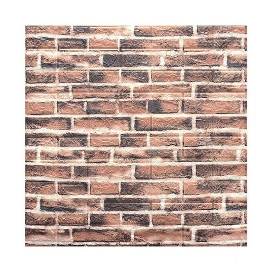 Set 10 Placi Tapet 3D, Vivimall, 70 x 77 cm, Grosime 3 mm, din Polietilena, Model Caramida, Suprafata acoperita 5.3 mp, Caramida Rosie - vivimall.ro