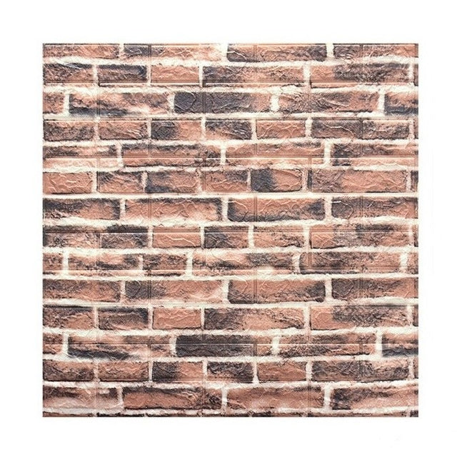 Set 10 Placi Tapet 3D, Vivimall, 70 x 77 cm, Grosime 3 mm, din Polietilena, Model Caramida, Suprafata acoperita 5.3 mp, Caramida Rosie - vivimall.ro
