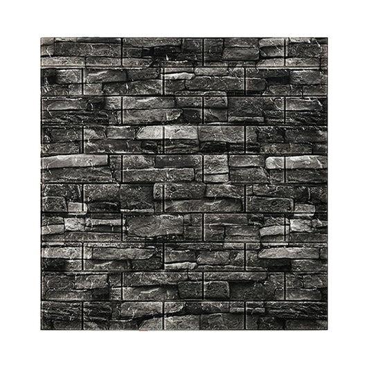 Set 10 Placi Tapet 3D, Vivimall, 70 x 77 cm, Grosime 3 mm, din Polietilena, Model Caramida, Suprafata acoperita 5.3 mp, Gri Inchis - vivimall.ro