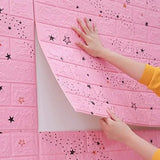Set 10 Placi Tapet 3D, Vivimall, 70 x 77 cm, Grosime 3 mm, din Polietilena, Tip Caramida, Model Stele, Suprafata acoperita 5.3 mp, Roz - vivimall.ro