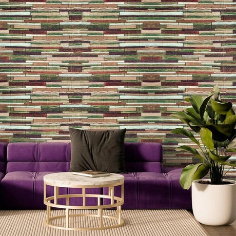 Set 10 Placi Tapet 3D, Vivimall, 70 x 77 cm, Grosime 3 mm, din Polietilena, Model Caramida, Suprafata acoperita 5.3 mp, Caramida Colorata - vivimall.ro