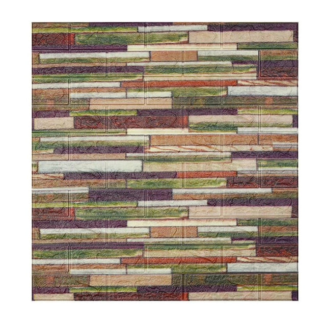Set 10 Placi Tapet 3D, Vivimall, 70 x 77 cm, Grosime 3 mm, din Polietilena, Model Caramida, Suprafata acoperita 5.3 mp, Caramida Colorata - vivimall.ro