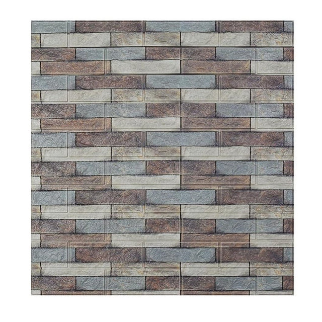 Set 10 Placi Tapet 3D, Vivimall, 70 x 77 cm, Grosime 3 mm, din Polietilena, Model Caramida, Suprafata acoperita 5.3 mp, Piatra Colorata - vivimall.ro