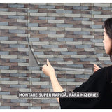 Set 10 Placi Tapet 3D, Vivimall, 70 x 77 cm, Grosime 3 mm, din Polietilena, Model Caramida, Suprafata acoperita 5.3 mp, Piatra Colorata - vivimall.ro