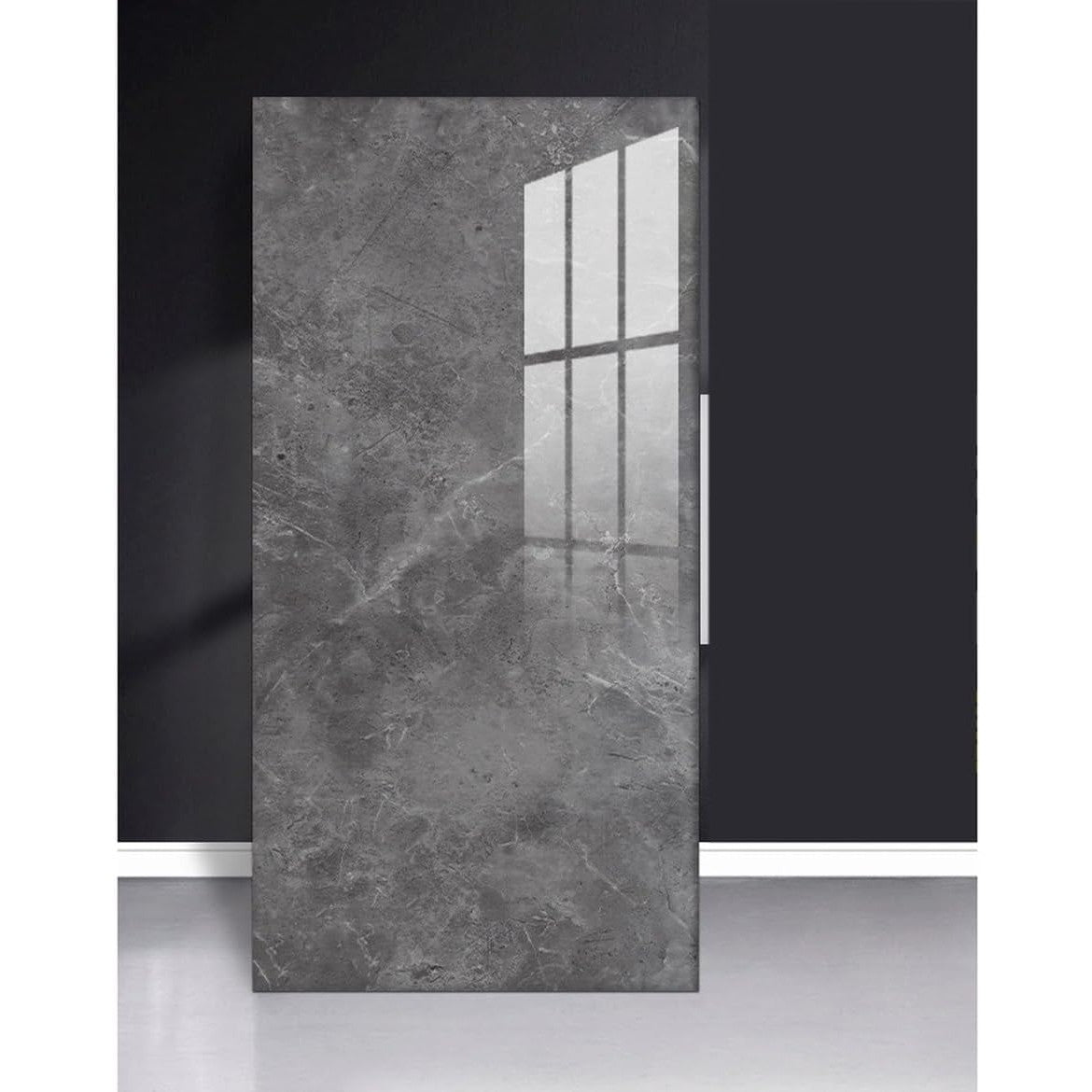 Set 10 Placi Tapet, Vivimall, 60 x 30 cm, Grosime 1.5 mm, din PVC, Model Imitatie de Marmura, Suprafata acoperita 1.8 mp, Gri Inchis - vivimall.ro