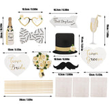 Set 10 Accesorii pentru Petrecere, Vivimall, Props pentru Coltul de Poze, Model Mire si Mireasa, Tematica Nunta, Multicolor - vivimall.ro