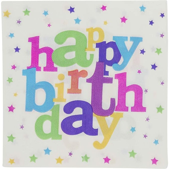 Set 10 Servetele de Masa, Vivimall, Colectia Happy Birthday, 32 x 32 cm, din Hartie, Multicolor - vivimall.ro