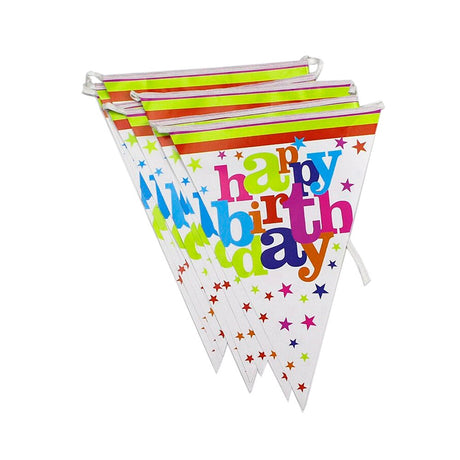 Set 10 Stegulete Tip Banner, Vivimall, Colectia Happy Birthday, 270 cm Lungime, din Hartie Cretata, Multicolor - vivimall.ro