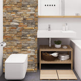 Set 10 Placi de Tapet, Vivimall, Autoadezive, 70 x 77 cm, 2.5 mm Grosime, Suprafata Acoperita 5.3 mp, din PVC, Model Caramida, Roscat - vivimall.ro