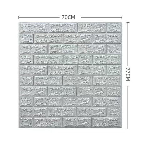 Set 10 Placi de Tapet, Vivimall, Autoadezive, 70 x 77 cm, 3.5 mm Grosime, Suprafata Acoperita 5.3 mp, din PVC, Model Caramida, Gri - vivimall.ro