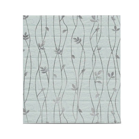 Set 10 Placi de Tapet, Vivimall, Autoadezive, 70 x 77 cm, Suprafata Acoperita 5.3 mp, din PVC, Model Frunze Argintii, Gri - vivimall.ro