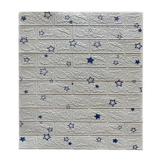 Set 10 Placi de Tapet, Vivimall, Autoadezive, 70 x 77 cm, Suprafata Acoperita 5.3 mp, din PVC, Model Stelute Albastre, Alb - vivimall.ro