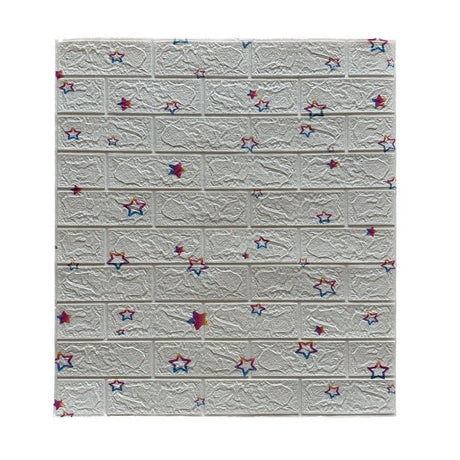 Set 10 Placi de Tapet, Vivimall, Autoadezive, 70 x 77 cm, Suprafata Acoperita 5.3 mp, din PVC, Model Stelute Curcubeu, Alb - vivimall.ro