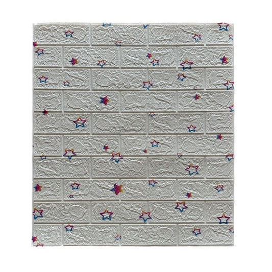 Set 10 Placi de Tapet, Vivimall, Autoadezive, 70 x 77 cm, Suprafata Acoperita 5.3 mp, din PVC, Model Stelute Curcubeu, Alb - vivimall.ro