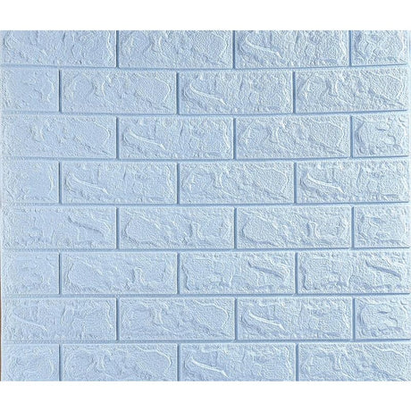 Set 10 Placi de Tapet, Vivimall, Autoadezive, 70 x 77 cm, 3.5 mm Grosime, Suprafata Acoperita 5.3 mp, din PVC, Model Caramida, Albastru Deschis - vivimall.ro