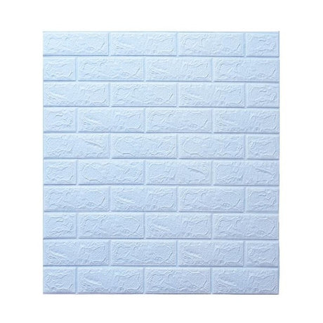 Set 10 Placi de Tapet, Vivimall, Autoadezive, 70 x 77 cm, 3.5 mm Grosime, Suprafata Acoperita 5.3 mp, din PVC, Model Caramida, Albastru Deschis - vivimall.ro