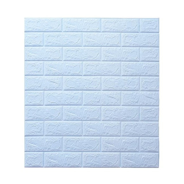 Set 10 Placi de Tapet, Vivimall, Autoadezive, 70 x 77 cm, 3.5 mm Grosime, Suprafata Acoperita 5.3 mp, din PVC, Model Caramida, Albastru Deschis - vivimall.ro