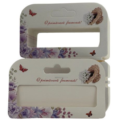 Set 100 Bucati Ambalaje de Carton pentru Martisor, Vivimall, Cutii Bratara, Model Ghiocei in Cos - vivimall.ro