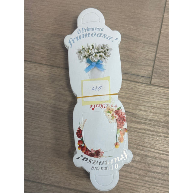 Set 100 Bucati Ambalaje de Carton pentru Martisoare, Vivimall, Cutii Brosa, Model Gentuta cu Flori - vivimall.ro