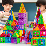 100-piece magnetic building block set, Vivimall, magnetic bricks, large, geometric shapes, 3 years old, ABS, magnets, 27.5*21.5*17 cm, multi-color - vivimall.ro
