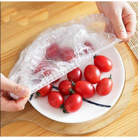 Set 100 Folie de Protectie Elastica pentru Alimente si Boluri Vivimall, material plastic, prospetime, diametrul 12 - 40 cm - vivimall.ro