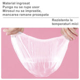Set 100 Folie de Protectie Elastica pentru Alimente si Boluri Vivimall, material plastic, prospetime, diametrul 12 - 40 cm - vivimall.ro