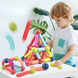 Set 100 Piese Magnetice de Constructie, Vivimall, Magnetic Sticks, Bastonase si Bile, 3 Ani, ABS, Magnet, 24 x 18.5 x 14 cm, Multicolor - vivimall.ro